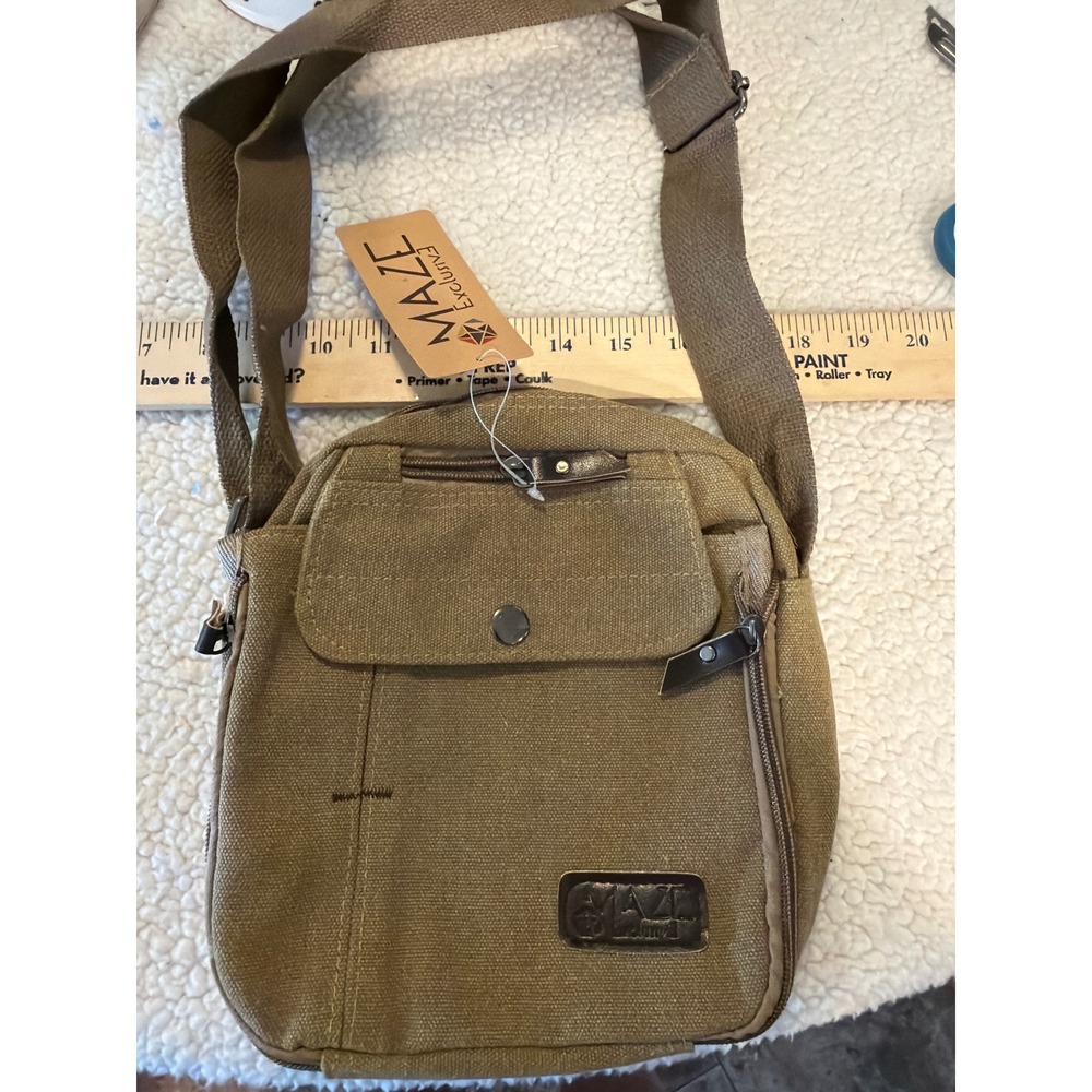 Maze Exclusive Olive Canvas Crossbody Messenger Bag Small Utility Travel Pouch
